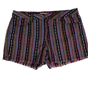 PHILOSOPHY Striped Frayed Hem Shorts Multi Coloured  size 12